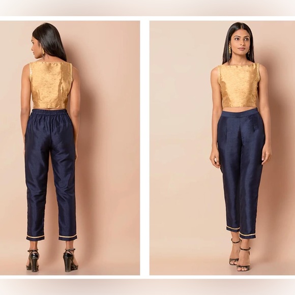 Navy gota insert pants - Picture 1 of 2